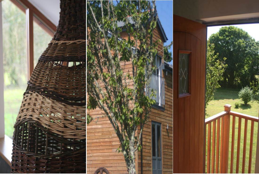 Locally made willow lamp in the Old Dairy and views of The Hayloft